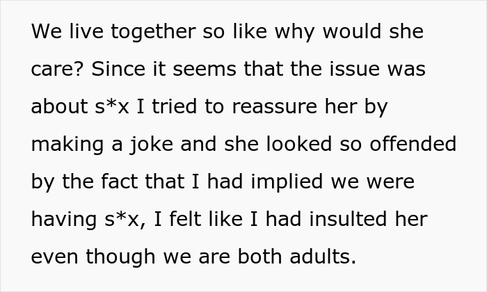 Text discussing MIL making son’s girlfriend sleep in a different room due to not praying or going to church.