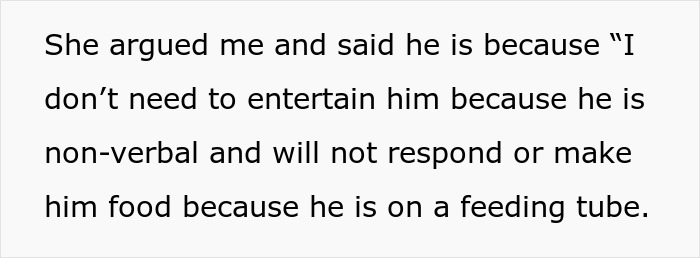 Text excerpt discussing a nonverbal, bedridden boy on a feeding tube and the challenges faced by his teen sitter. Text excerpt discussing a nonverbal, bedridden boy on a feeding tube and the challenges faced by his teen sitter.