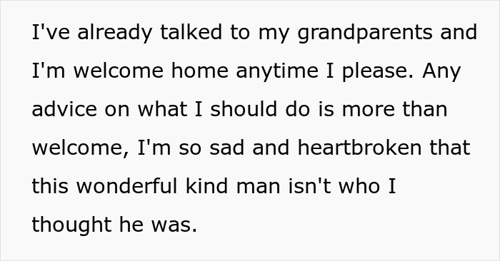 Text on a white background reads about a woman feeling heartbroken after realizing her boyfriend wanted a nanny with benefits, not a partner.