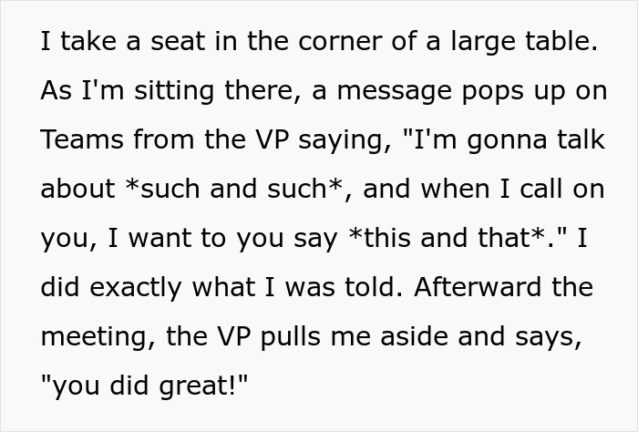 Boss invites female software developer to client meetings to be a pretty face, surprising her with the request.