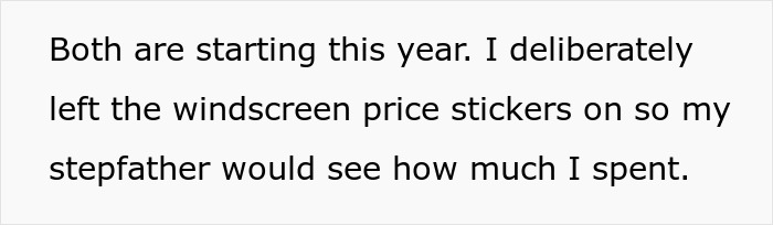Text excerpt about a woman accused of flexing her wealth by giving stepsiblings cars and cash, highlighting stepdad conflict. Text excerpt about a woman accused of flexing her wealth by giving stepsiblings cars and cash, highlighting stepdad conflict.