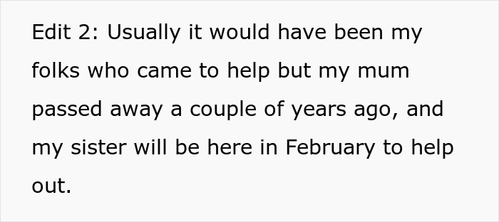 Text excerpt discussing a pregnant woman mentioning family support and the need for husband respect during challenging times.