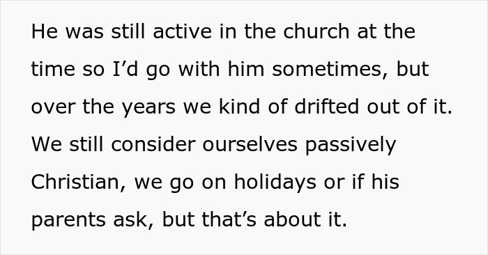 Text excerpt discussing a mom’s struggle with in-laws mocking daughter’s paganism and bringing forbidden foods.