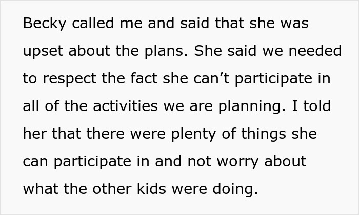 Text message conversation about respecting pregnancy boundaries and managing complaints from family members.