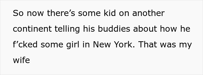 Text excerpt describing a husband refusing intimacy for years while wife finds someone younger on another continent.