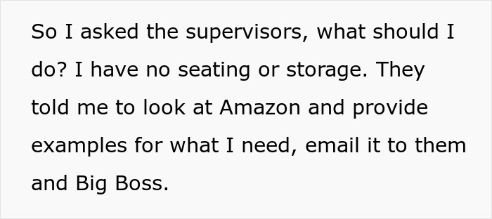 Text message showing an office swap issue with no seating or storage, causing frustration among coworkers. Text message showing an office swap issue with no seating or storage, causing frustration among coworkers.