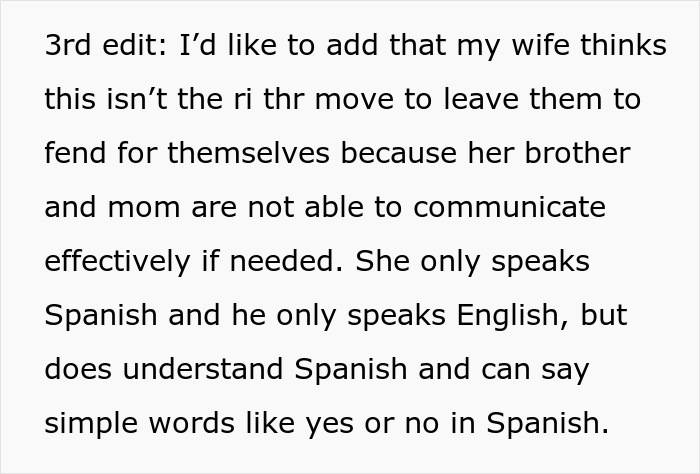 Text excerpt discussing communication barriers between family members, highlighting issues with language and support for in-laws. Text excerpt discussing communication barriers between family members, highlighting issues with language and support for in-laws.