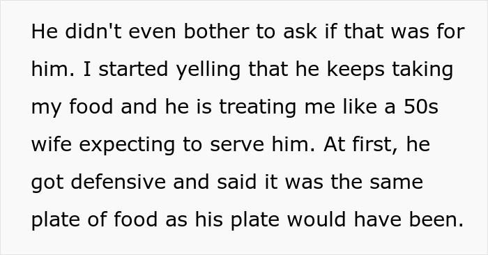 Text excerpt highlighting a guy leaving domestic chores to wife while expecting dinner served, reflecting role expectations. Text excerpt highlighting a guy leaving domestic chores to wife while expecting dinner served, reflecting role expectations.