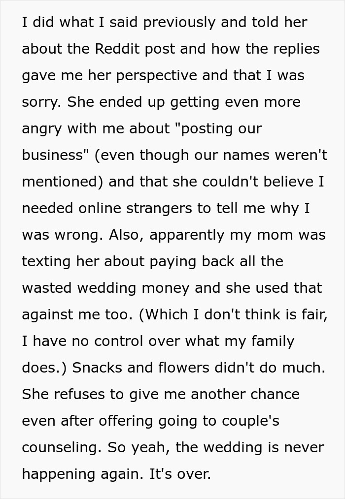 Text discussing a man writing wedding vows with ChatGPT leading to bride running away from the altar and AI-related issues. Text discussing a man writing wedding vows with ChatGPT leading to bride running away from the altar and AI-related issues.