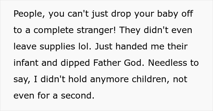Theme park worker left holding unknown baby for 30 minutes as parents disappear into crowd without explanation or supplies. Theme park worker left holding unknown baby for 30 minutes as parents disappear into crowd without explanation or supplies.