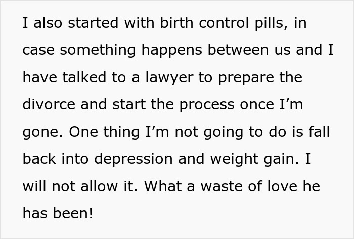 Text excerpt of a woman preparing for divorce after discovering her supportive husband made fun of her to his cheating ex-wife. Text excerpt of a woman preparing for divorce after discovering her supportive husband made fun of her to his cheating ex-wife.