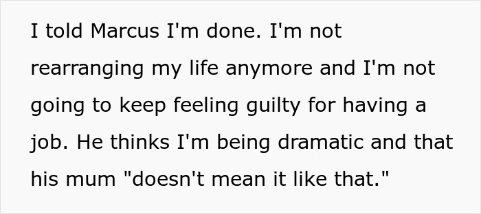 Text excerpt showing frustration with future MIL scheduling family events conflicting with working days. Text excerpt showing frustration with future MIL scheduling family events conflicting with working days.