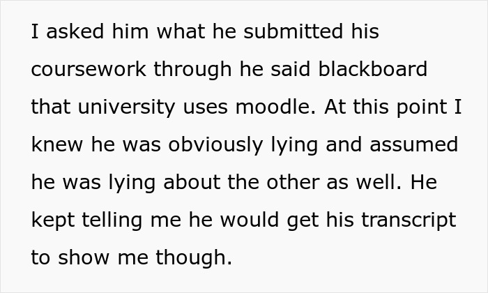 Excerpt of a wife discovering the truth after her husband lies about getting a master’s degree.