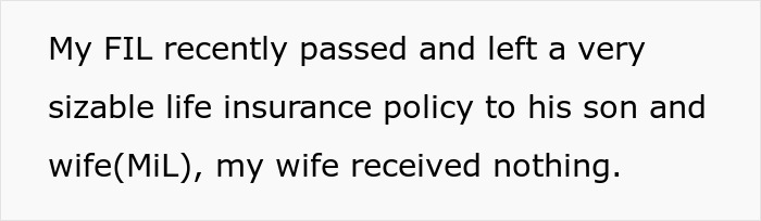 Text about a man supporting his in-laws and his frustration after his mother-in-law cuts his wife out of the will. Text about a man supporting his in-laws and his frustration after his mother-in-law cuts his wife out of the will.