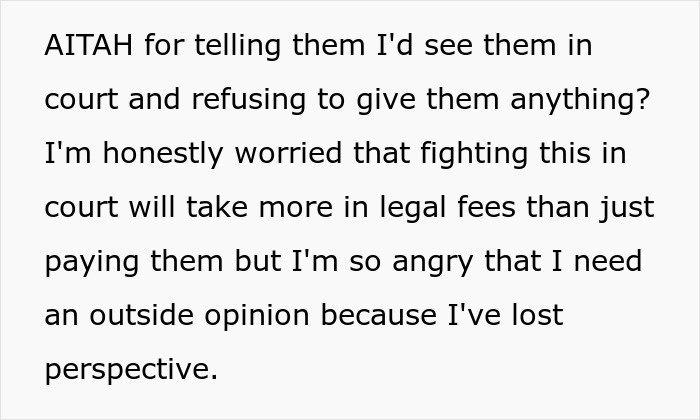 Text discussing entitlement and siblings' rage after dad cut them from his will, mentioning legal fees and seeking outside opinion. Text discussing entitlement and siblings' rage after dad cut them from his will, mentioning legal fees and seeking outside opinion.