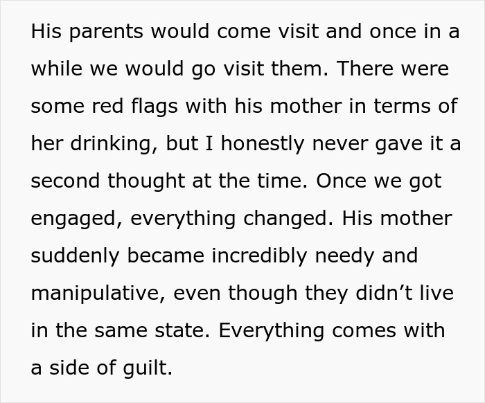 Text excerpt discussing a son's appalled reaction to his mom’s behavior and red flags before their wedding day. Text excerpt discussing a son's appalled reaction to his mom’s behavior and red flags before their wedding day.
