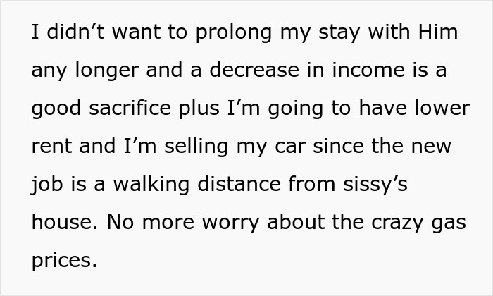 Text snippet showing a woman’s decision to reduce expenses and avoid prolonged stay with a partner amid financial concerns. Text snippet showing a woman’s decision to reduce expenses and avoid prolonged stay with a partner amid financial concerns.