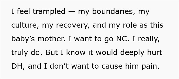 New mom fights for her own heritage and recovery while MIL demands baby’s name honor her culture boundaries.