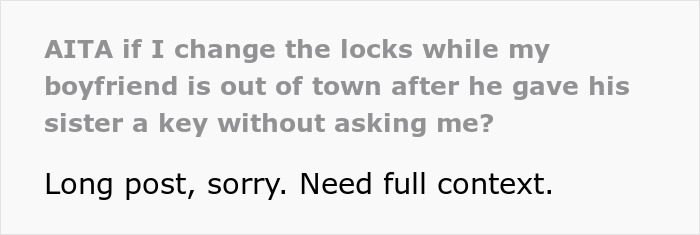 Text conversation about changing locks after boyfriend secretly gave sister a key to girlfriend’s house, causing anger.