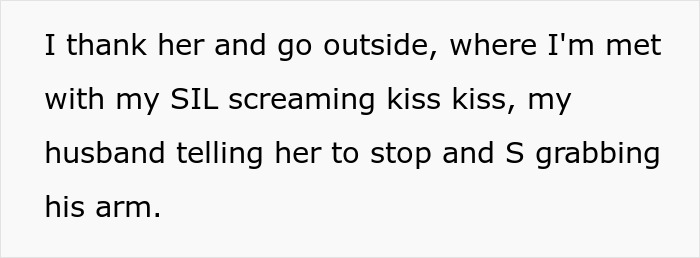 Text of a woman explaining a situation involving her sister-in-law, husband, and a friend trying to drive a wedge between them.