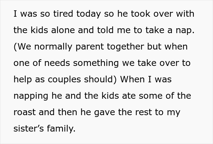 Husband gives away $50 cooked roasts wife spent hours preparing, leaving her shocked and upset. Husband gives away $50 cooked roasts wife spent hours preparing, leaving her shocked and upset.