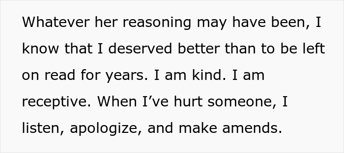 Text excerpt about feeling hurt and self-worth, reflecting on kindness and making amends in best friend no contact returns. Text excerpt about feeling hurt and self-worth, reflecting on kindness and making amends in best friend no contact returns.