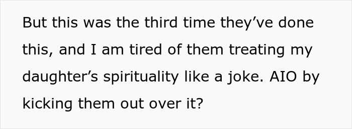 Mom reaches breaking point as in-laws mock daughter’s paganism and bring forbidden foods during family gathering.