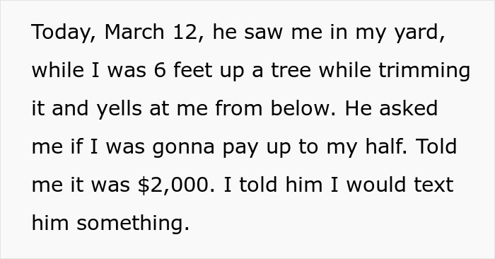 Man refuses to pay $2000 after neighbor replaces rotten fence without any agreement between them. Man refuses to pay $2000 after neighbor replaces rotten fence without any agreement between them.