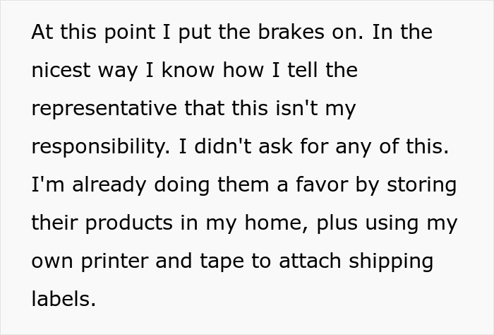 Man explaining to company representative that sending packages to wrong address and returns are not his responsibility.