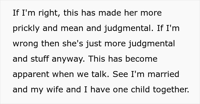 Text excerpt discussing judgmental behavior related to a trad wife sis and her brother's refusal to cook for family.