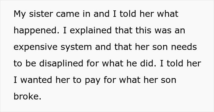 Woman took back nephew’s Christmas gift after explaining the expensive system was broken and needing discipline.