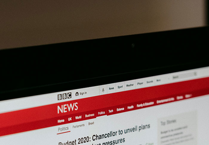 BBC news website open on a laptop screen showing a politics headline amid massive Princess Kate backlash. BBC news website open on a laptop screen showing a politics headline amid massive Princess Kate backlash.