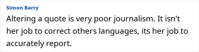 Screenshot of online comment criticizing journalism accuracy, related to BBC anchor disciplined for on-air remark involving trans people. Screenshot of online comment criticizing journalism accuracy, related to BBC anchor disciplined for on-air remark involving trans people.