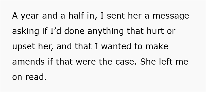 Text showing a message asking a best friend if anything hurt their relationship after no contact, with no reply received. Text showing a message asking a best friend if anything hurt their relationship after no contact, with no reply received.