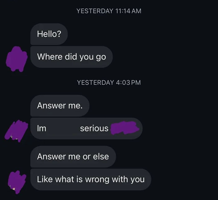 Text messages showing a guy demanding answers, highlighting tension in a relationship about forgetting a girlfriend's birthday. Text messages showing a guy demanding answers, highlighting tension in a relationship about forgetting a girlfriend's birthday.