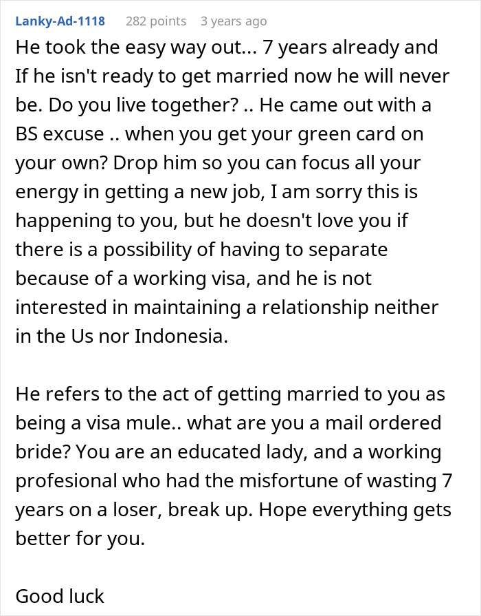 Comment discussing a woman leaving the US to start a new life in France after her boyfriend couldn’t handle her success. Comment discussing a woman leaving the US to start a new life in France after her boyfriend couldn’t handle her success.