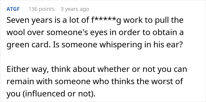 Comment discussing challenges of obtaining a green card and reflecting on relationships affected by success and trust issues. Comment discussing challenges of obtaining a green card and reflecting on relationships affected by success and trust issues.