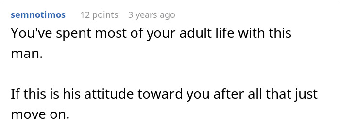 Comment text on a screen sharing advice about moving on from a partner who can't handle success. Comment text on a screen sharing advice about moving on from a partner who can't handle success.