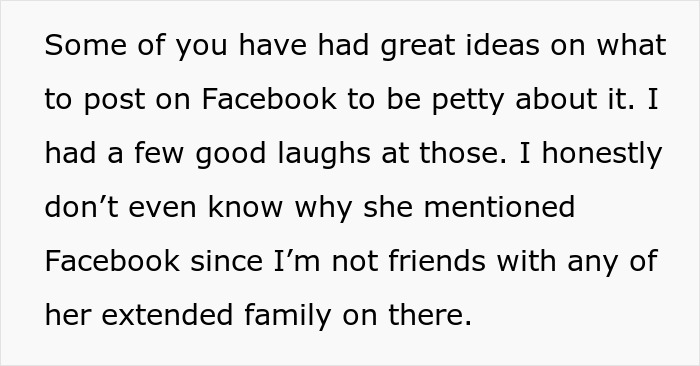 Text excerpt discussing reactions to a bride mad cousin dress wedding post on Facebook with mixed opinions. Text excerpt discussing reactions to a bride mad cousin dress wedding post on Facebook with mixed opinions.