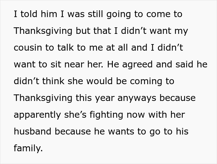 Text excerpt showing tension involving a bride, mad cousin, and wedding family conflict over seating and events. Text excerpt showing tension involving a bride, mad cousin, and wedding family conflict over seating and events.