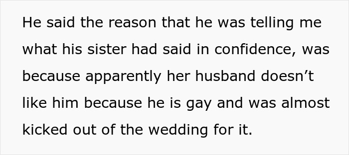 Text excerpt describing a bride mad at cousin over a dress issue during a wedding celebration. Text excerpt describing a bride mad at cousin over a dress issue during a wedding celebration.