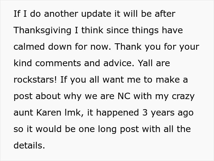 Text message discussing a bride mad at her cousin's dress at a wedding and family conflict details.