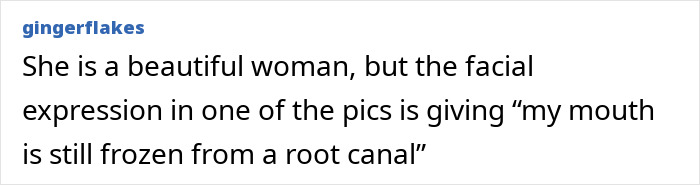 Commenter gingerflakes discussing Jennifer Lawrence's facial expression amid plastic surgery speculation online. Commenter gingerflakes discussing Jennifer Lawrence's facial expression amid plastic surgery speculation online.