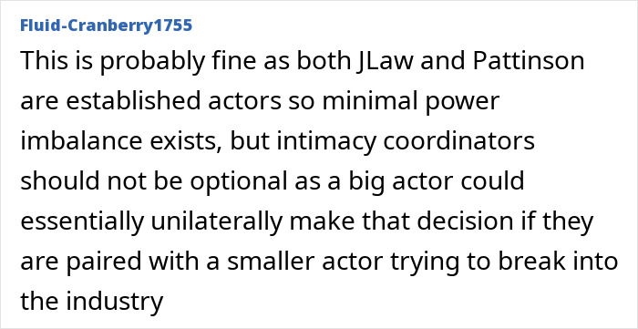Text excerpt discussing Jennifer Lawrence and power imbalances with male co-stars related to intimacy coordination in film. Text excerpt discussing Jennifer Lawrence and power imbalances with male co-stars related to intimacy coordination in film.