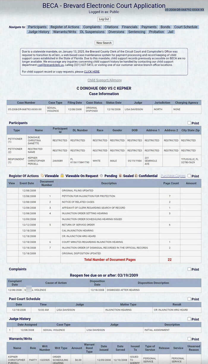 Court document showing case details related to father of teen slain on cruise alleged affair with 15YO babysitter Court document showing case details related to father of teen slain on cruise alleged affair with 15YO babysitter