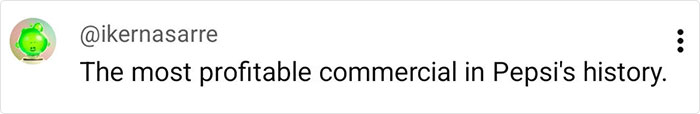 Screenshot of a tweet about the most profitable commercial in Pepsi’s history related to Coca-Cola’s holiday AI prompts.