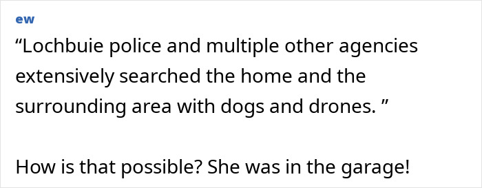 Police and agencies searching extensively with dogs and drones, missing woman’s body discovered in garage after years