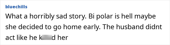 Comment on a website discussing a missing woman’s body discovered in a garage years after her disappearance, expressing sadness and speculation.