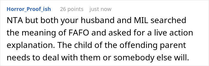 Comment discussing MIL hogging Thanksgiving food and the DIL confronting her about the behavior.