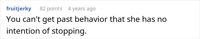 Reddit comment discussing mom’s behavior ruining wedding, showing frustration over ongoing disruptive actions. Reddit comment discussing mom’s behavior ruining wedding, showing frustration over ongoing disruptive actions.